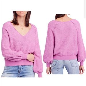 Free People Pink V-Neck Sweater